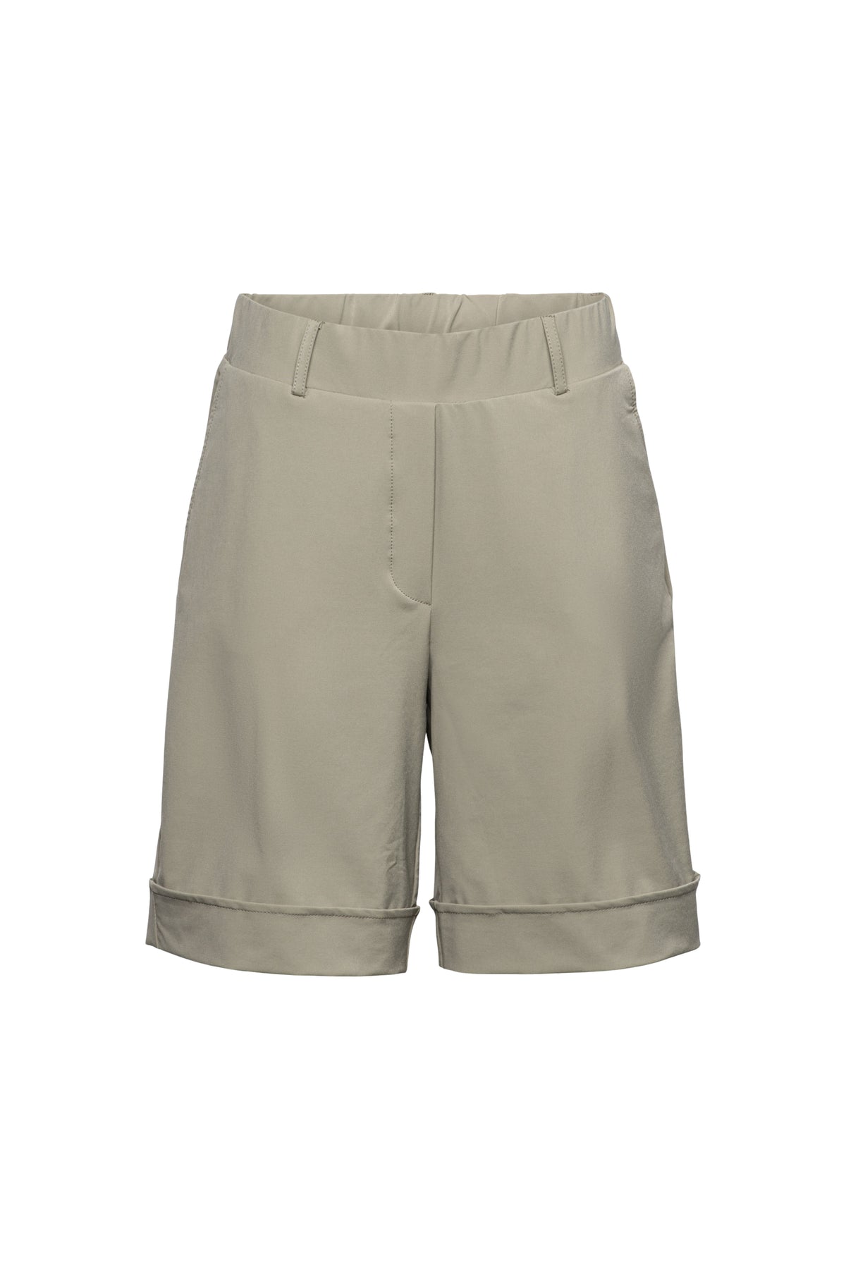 Lieve khaki reisbroek van &Co woman, model Philis Short, met comfortabele pasvorm en casual stijl.