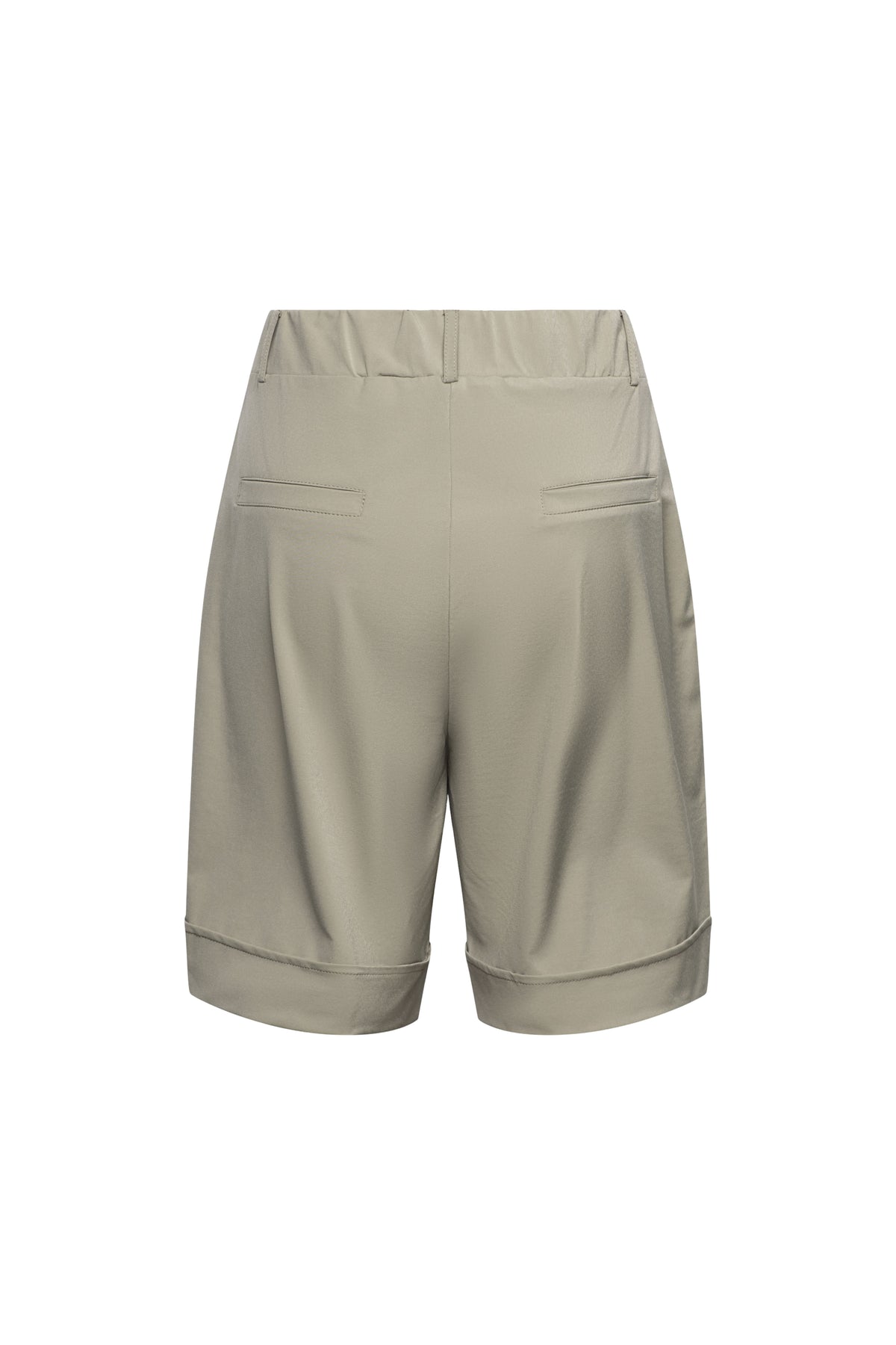 Lichaamslange reisshorts van &Co woman in kaki, model Larissa, met comfortabele pasvorm en casual stijl.