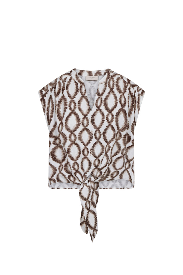 Freequent Blouse Fqlavisco Brilliant White Coffee Bean 208226 Stretchshop.nl