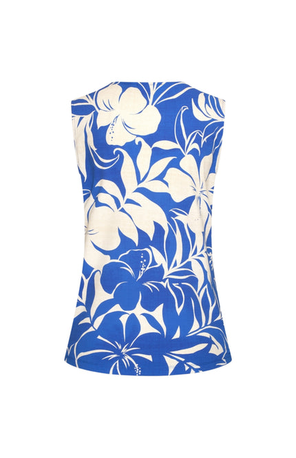 Mi Piace Travel Top Tropical Hibiscus Print Nautic Blue 202425 Stretchshop.nl
