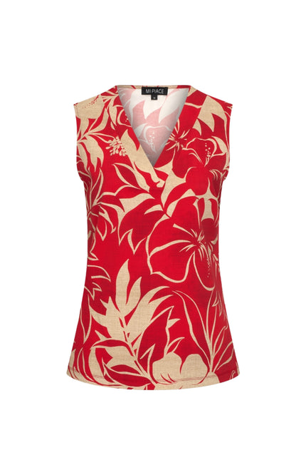 Mi Piace Travel Top Tropical Hibiscus Print Red 202425 Stretchshop.nl