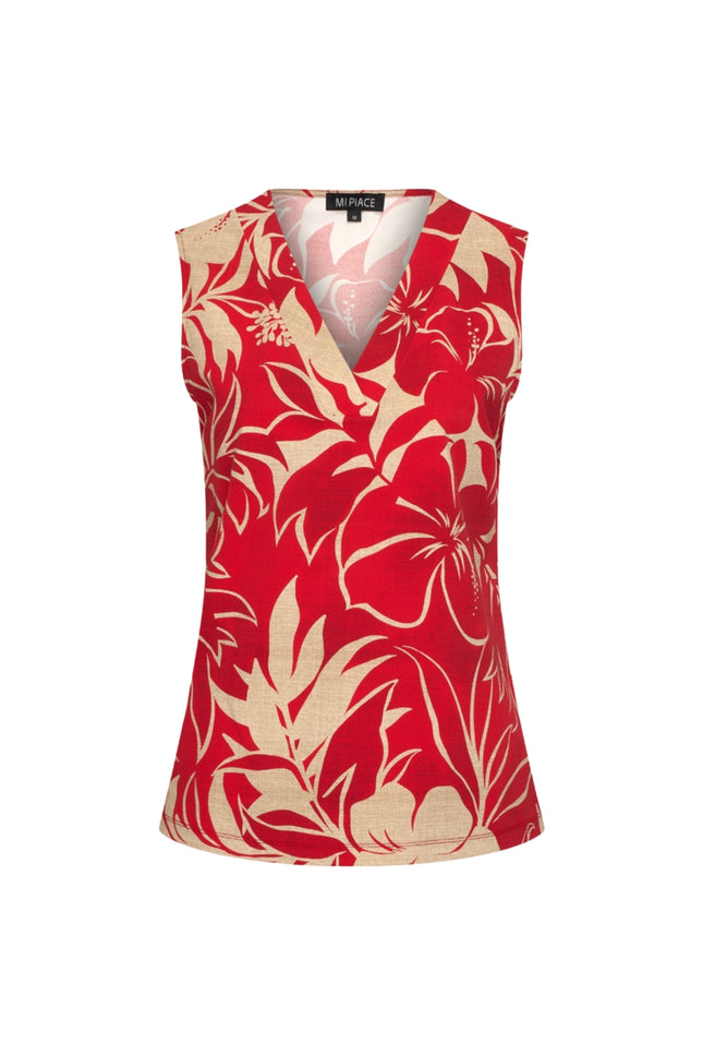 Mi Piace Travel Top Tropical Hibiscus Print Red 202425 Stretchshop.nl