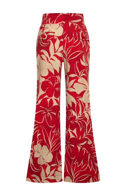 Mi Piace Travel Broek Tropical Hibiscus Print Red 202433 Stretchshop.nl