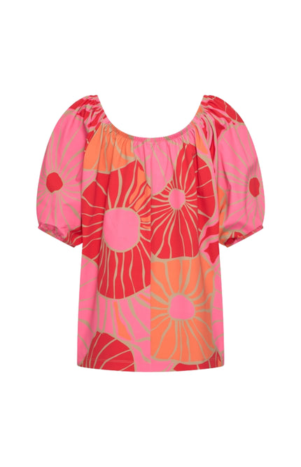 Mi Piace Travel Top Bardot Desert Anemone Print Coral 202454 Stretchshop.nl