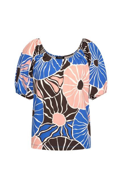 Mi Piace Travel Top Bardot Desert Anemone Print Nautic Blue 202454 Stretchshop.nl