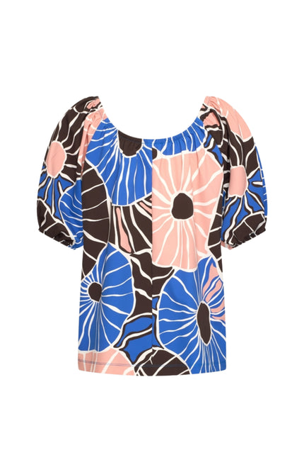 Mi Piace Travel Top Bardot Desert Anemone Print Nautic Blue 202454 Stretchshop.nl