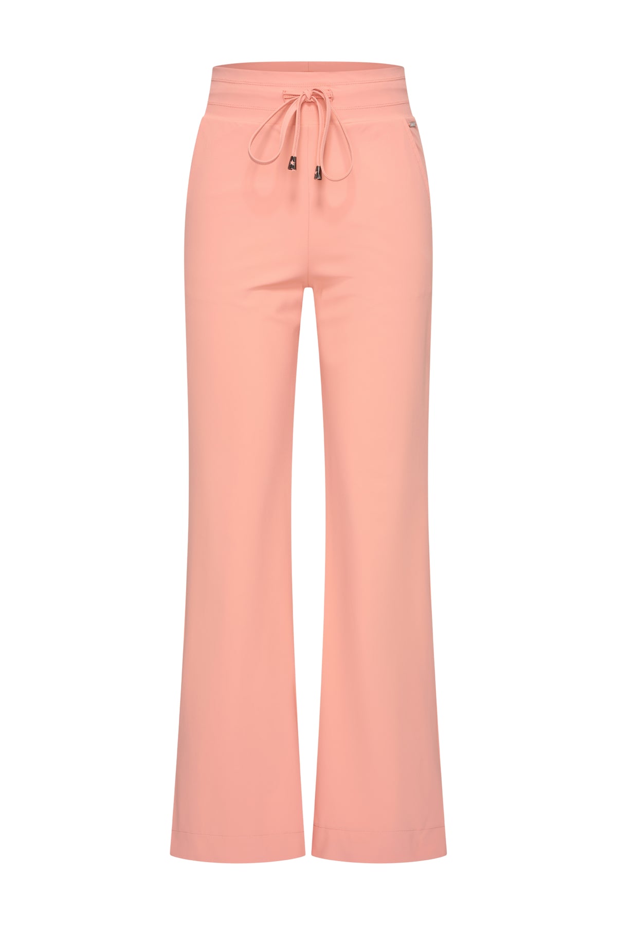 Lichte travel broek van Mi Piace in een zachte perzik kleur, met comfortabele pasvorm en casual stijl.