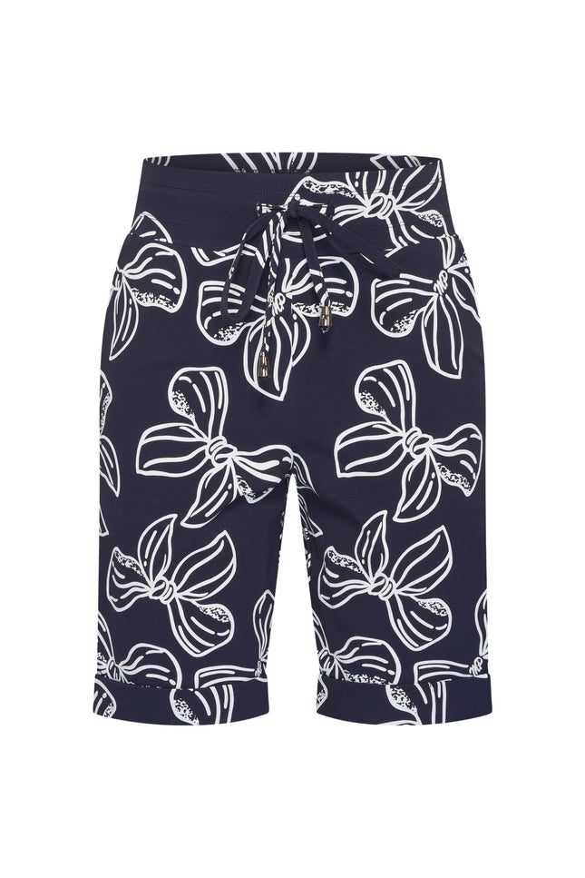 Mi Piace Travel Short Bow Print Navy Offwhite 202423 Stretchshop.nl