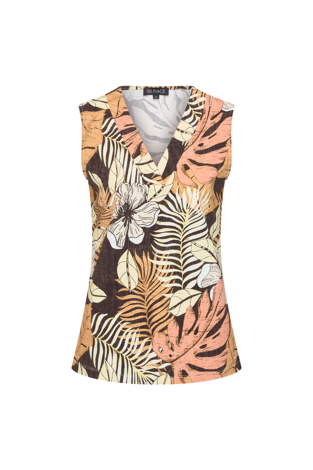 Mi Piace Travel Top Botanical Print Espresso 202425 Stretchshop.nl