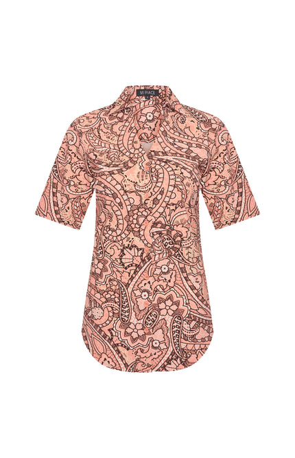 Mi Piace Travel Blouse Summer Paisley Print Sunset Clay 202603 Stretchshop.nl