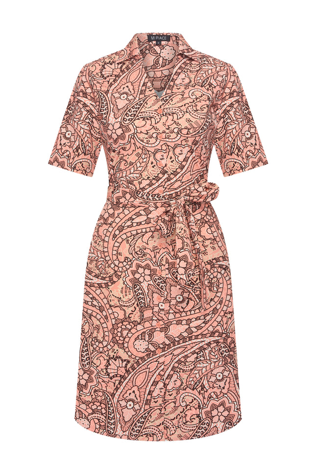 Mi Piace Travel Jurk Summer Paisley Print Sunset Clay 202807 Stretchshop.nl