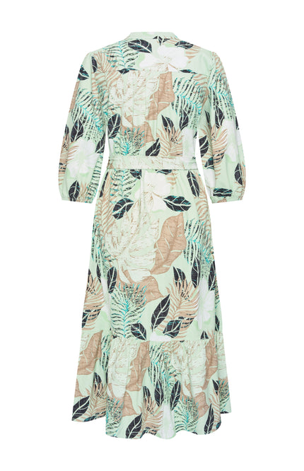 Mi Piace Travel Jurk Botanical Print Pistachio 202808 Stretchshop.nl