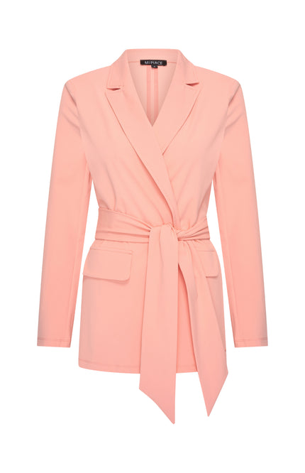Mi Piace Travel Blazer Belted Peach Amber 202823 Stretchshop.nl