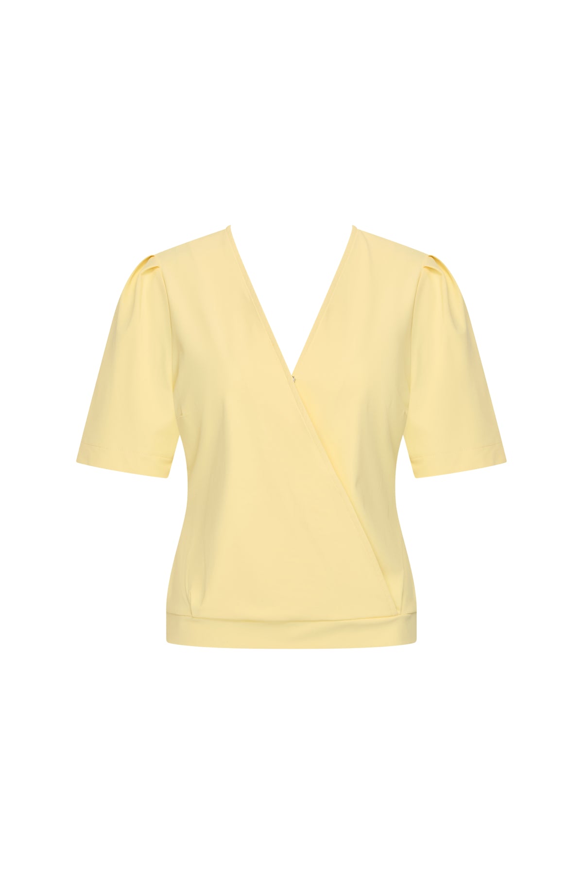 Lemon gele Travel Top Wrap van Mi Piace, lichtgewicht en stijlvolle accessoire voor reizen en casual outfits.