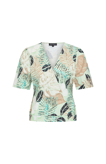 Mi Piace Travel Top Wrap Botanical Print Pistachio 202838 Stretchshop.nl