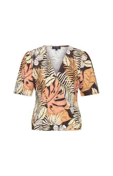 Mi Piace Travel Top Wrap Botanical Print Espresso 202838 Stretchshop.nl