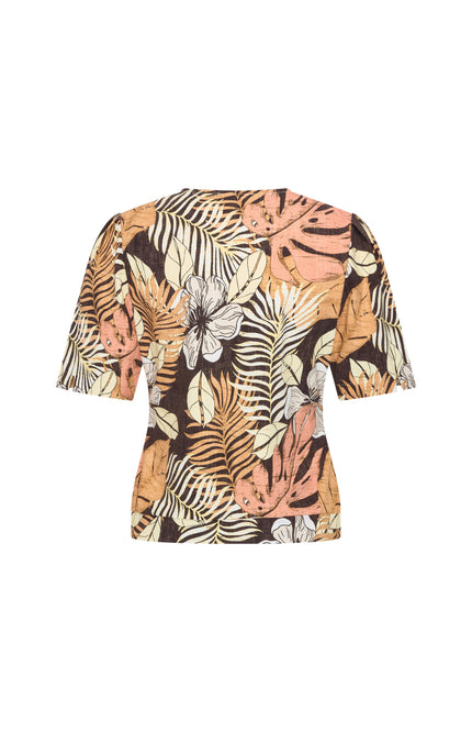 Mi Piace Travel Top Wrap Botanical Print Espresso 202838 Stretchshop.nl