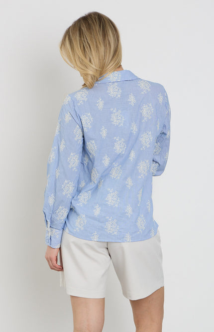 Freequent Blouse Fqlela Brilliant White Chambray 208104 Stretchshop.nl