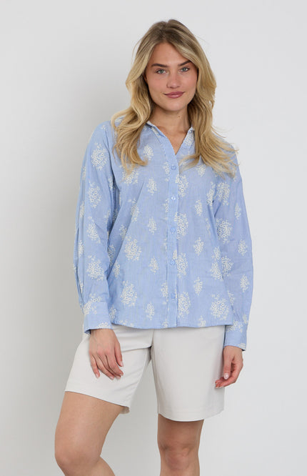 Freequent Blouse Fqlela Brilliant White Chambray 208104 Stretchshop.nl