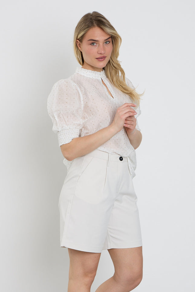 Freequent Blouse Fqlory Brilliant White Silver 208002 Stretchshop.nl