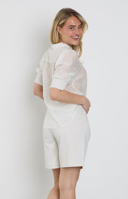 Freequent Blouse Fqlory Brilliant White Silver 208002 Stretchshop.nl