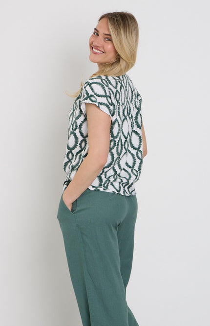 Freequent Blouse Fqlavisco Brilliant White Dark Forest 208226 Stretchshop.nl