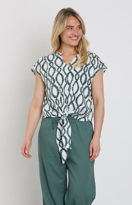 Freequent Blouse Fqlavisco Brilliant White Dark Forest 208226 Stretchshop.nl