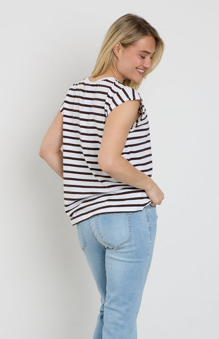 Freequent T-shirt Fqfenjal Brilliant White Coffee Bean 208015 Stretchshop.nl