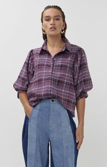 Studio Amaya Blouse Vale Purple Stretchshop.nl