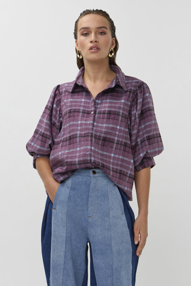 Studio Amaya Blouse Vale Purple Stretchshop.nl