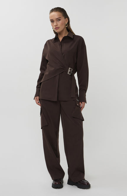 Studio Amaya Blouse Roos Brown Stretchshop.nl