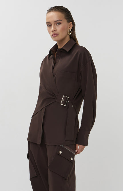 Studio Amaya Blouse Roos Brown Stretchshop.nl