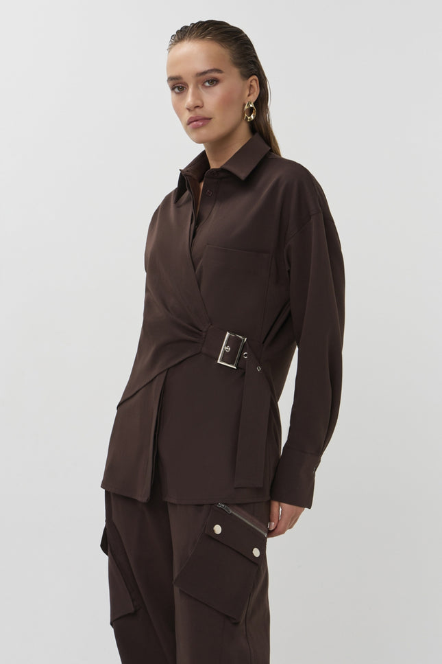 Studio Amaya Blouse Roos Brown Stretchshop.nl
