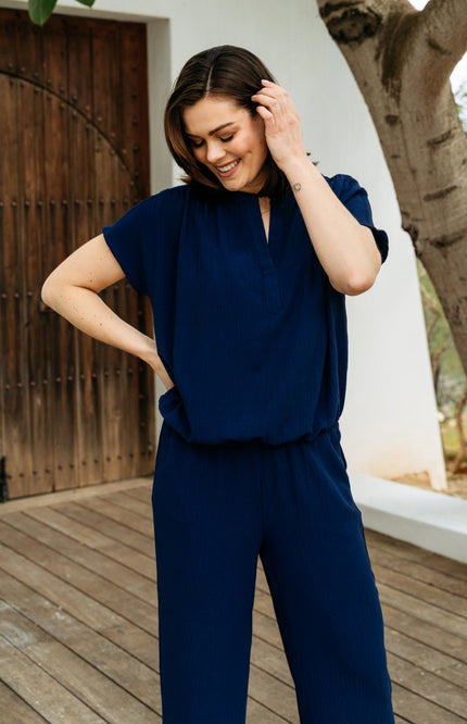 &Co woman Top Nola Ink Blue BL442 Stretchshop.nl