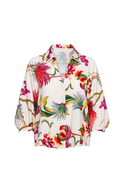 &Co woman Blouse Marijke Flower Claret Multi BL443 Stretchshop.nl