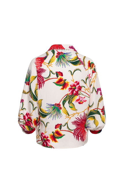 &Co woman Blouse Marijke Flower Claret Multi BL443 Stretchshop.nl
