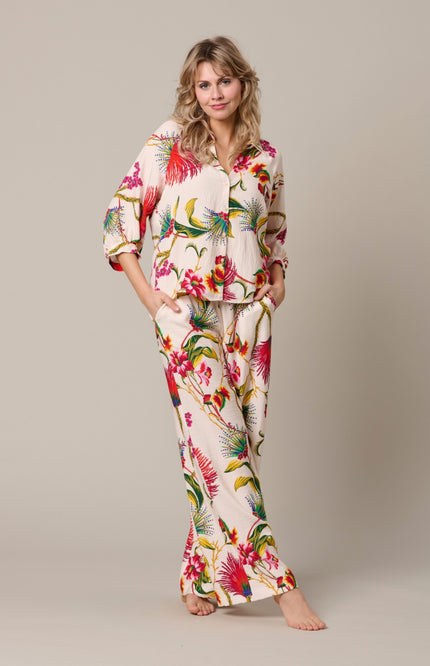 &Co woman Blouse Marijke Flower Claret Multi BL443 Stretchshop.nl