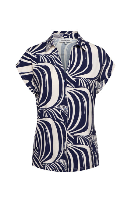 &Co woman Blouse Valetta Weave Blue Multi BL444 Stretchshop.nl