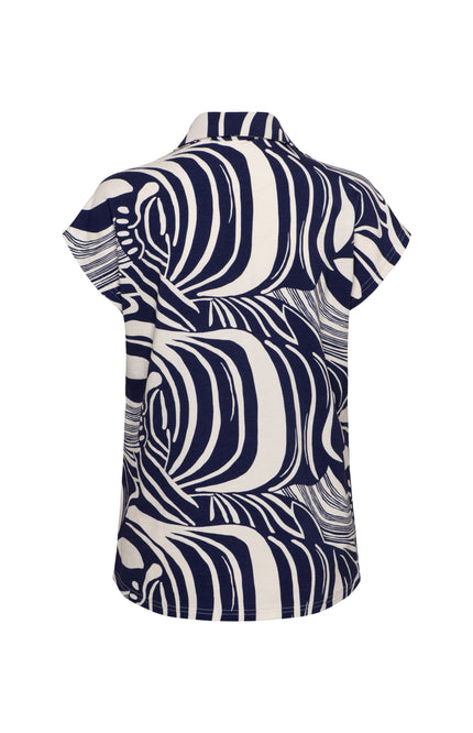 &Co woman Blouse Valetta Weave Blue Multi BL444 Stretchshop.nl
