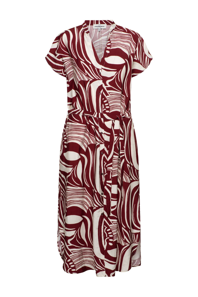 &Co woman Jurk Liva Weave Claret Multi DR311 Stretchshop.nl