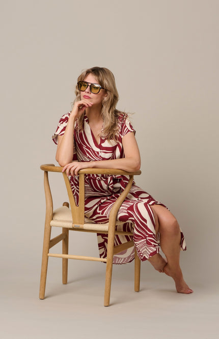 &Co woman Jurk Liva Weave Claret Multi DR311 Stretchshop.nl