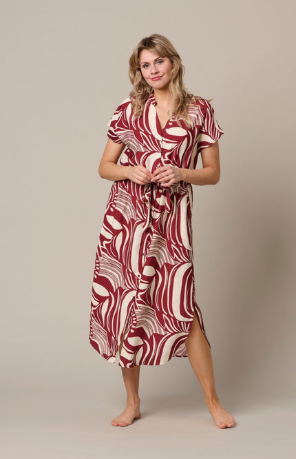 &Co woman Jurk Liva Weave Claret Multi DR311 Stretchshop.nl