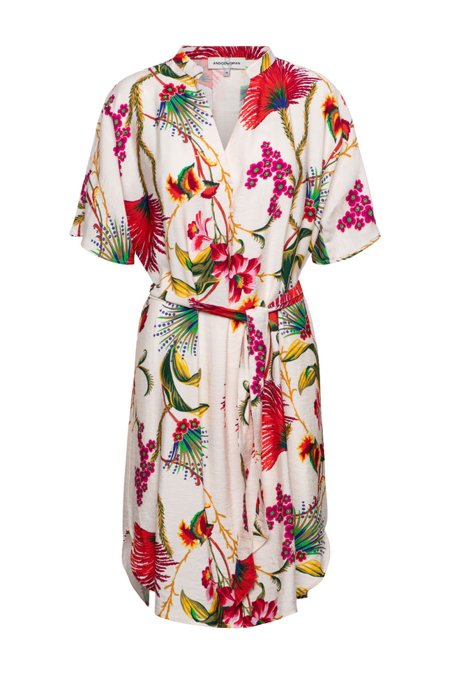 &Co woman Jurk Anisa Flower Claret Multi DR312 Stretchshop.nl