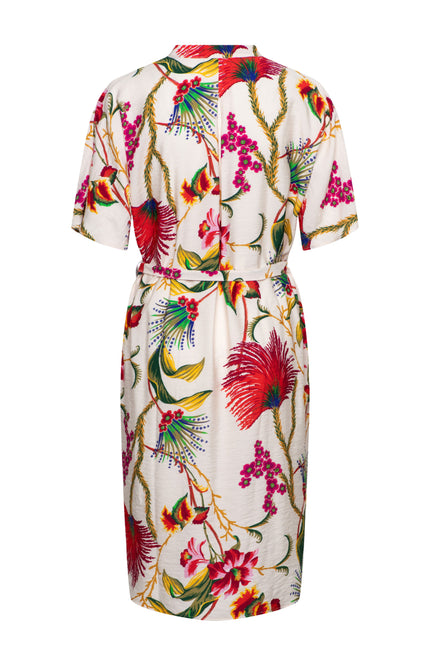 &Co woman Jurk Anisa Flower Claret Multi DR312 Stretchshop.nl