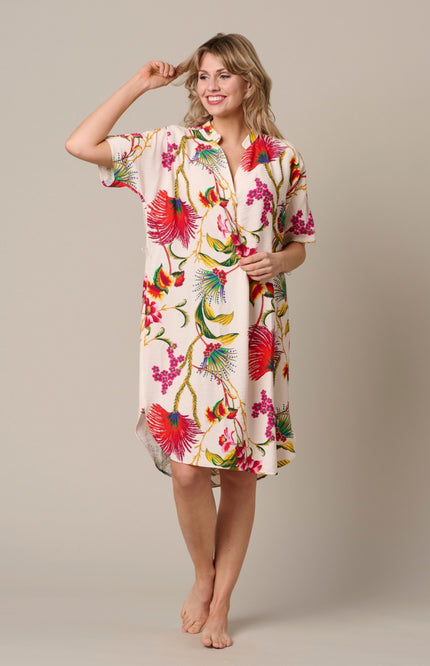 &Co woman Jurk Anisa Flower Claret Multi DR312 Stretchshop.nl