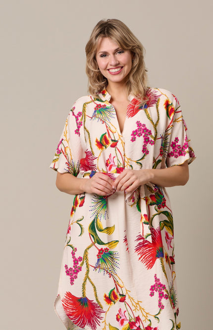 &Co woman Jurk Anisa Flower Claret Multi DR312 Stretchshop.nl
