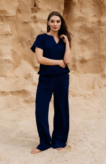 &Co woman Broek Julie Ink Blue PA443 Stretchshop.nl