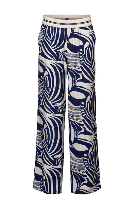 &Co woman Broek Nessy Weave Blue Multi PA449 Stretchshop.nl