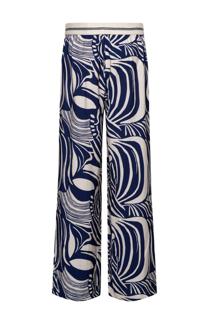 &Co woman Broek Nessy Weave Blue Multi PA449 Stretchshop.nl