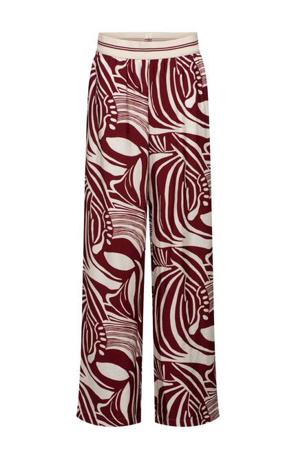 &Co woman Broek Nessy Weave Claret Multi PA449 Stretchshop.nl
